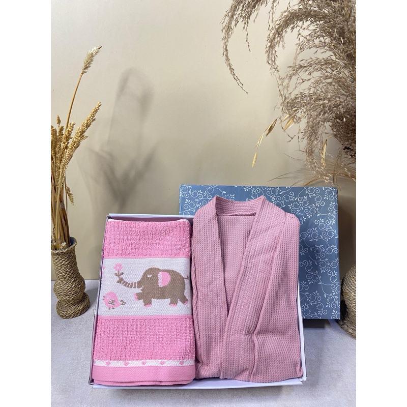 Kimono Handuk Couple Anak Free Bordir Nama