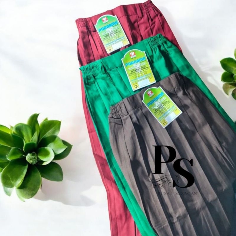 pusat seragam |ROK PLISIR PANJANG KARET  MEREK PURNAMA GREEN LABEL| Rok PLISIR PURNAMA |   ROK REMPE