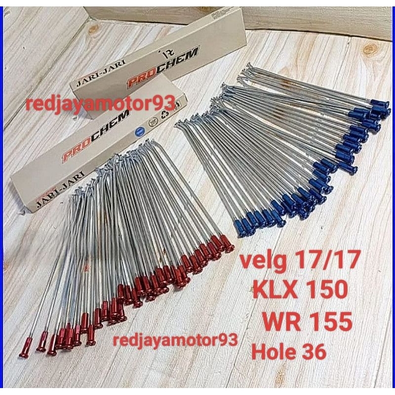jari jari ruji KLX 150, D-Tracker 150,WR 155 , CRF 150L velg ring 17/17 & 18/21 36H depan belakang S