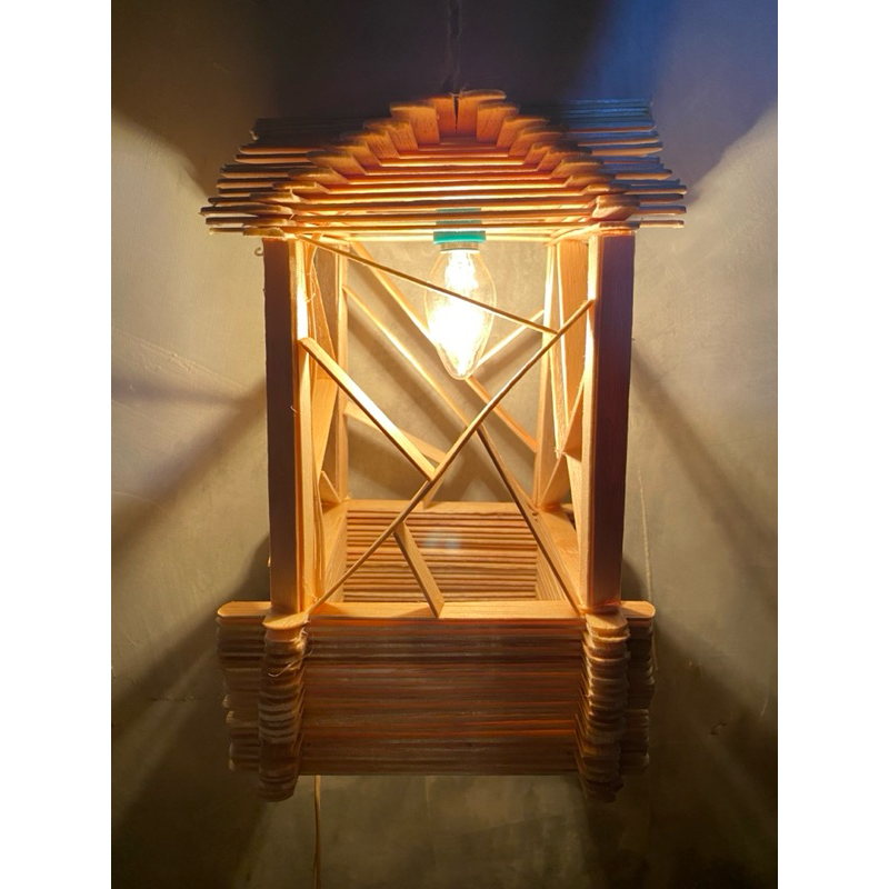 Prakarya dari stik es krim/lampu hias/lampu tidur dari stik es krim