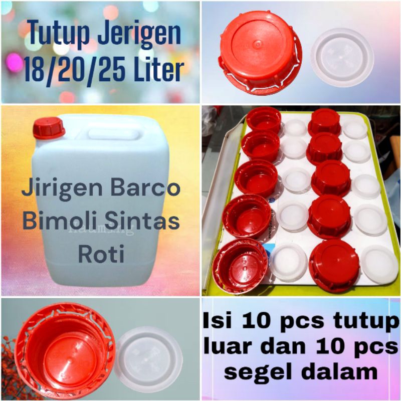 Tutup jerigen 20 liter warna merah dan segel putih. khusus pembelian 200 pcs