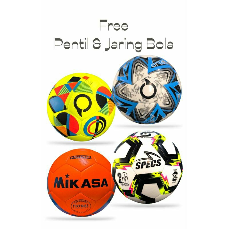Bola Futsal Size 4 Grade Ori Premium Bonus Adaptor Pentil & Jaring Bola
