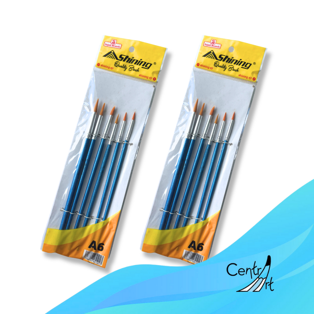 

Shining kuas lukis paint brush round brush liner brush 6pcs watercolor/ acrylic/ oil