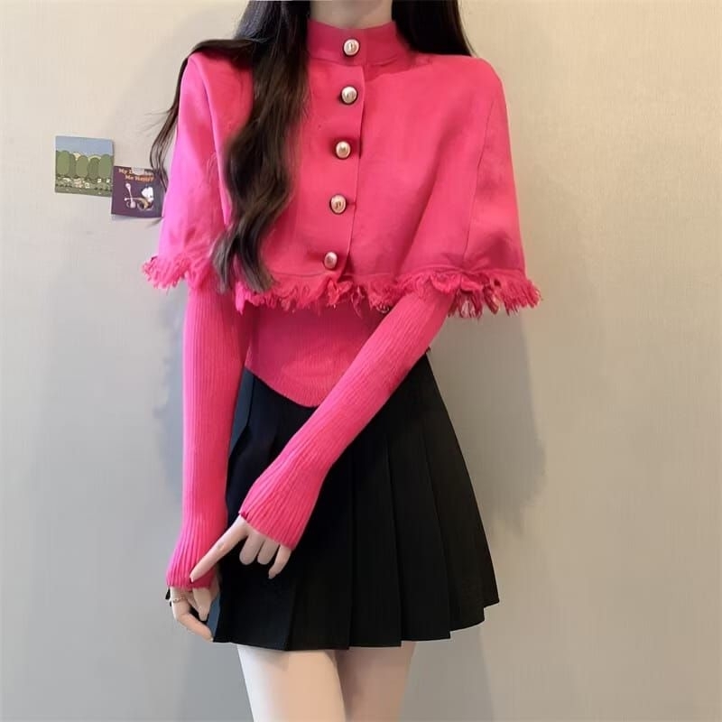 [Kode A] Atasan Wanita Rumbai Dada Knit Premium Lengan Panjang | Baju Rumbai Dada| Baju Kekinian |Dr