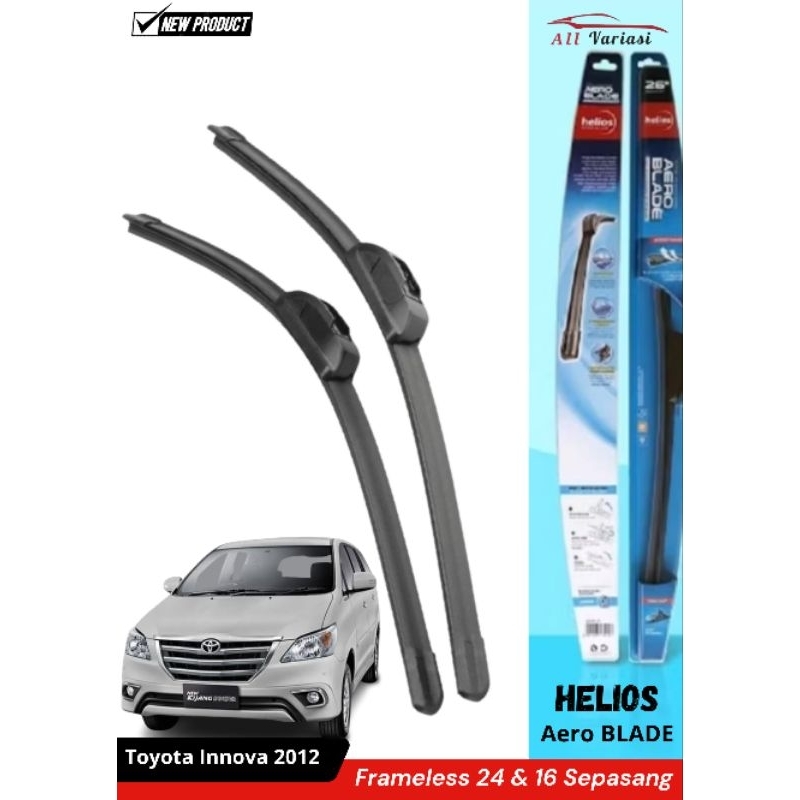 Wiper Helios Wiper Pembersih Kaca Depan Mobil TOYOTA INNOVA 2012 Wiper frameless 24 16 Sepasang
