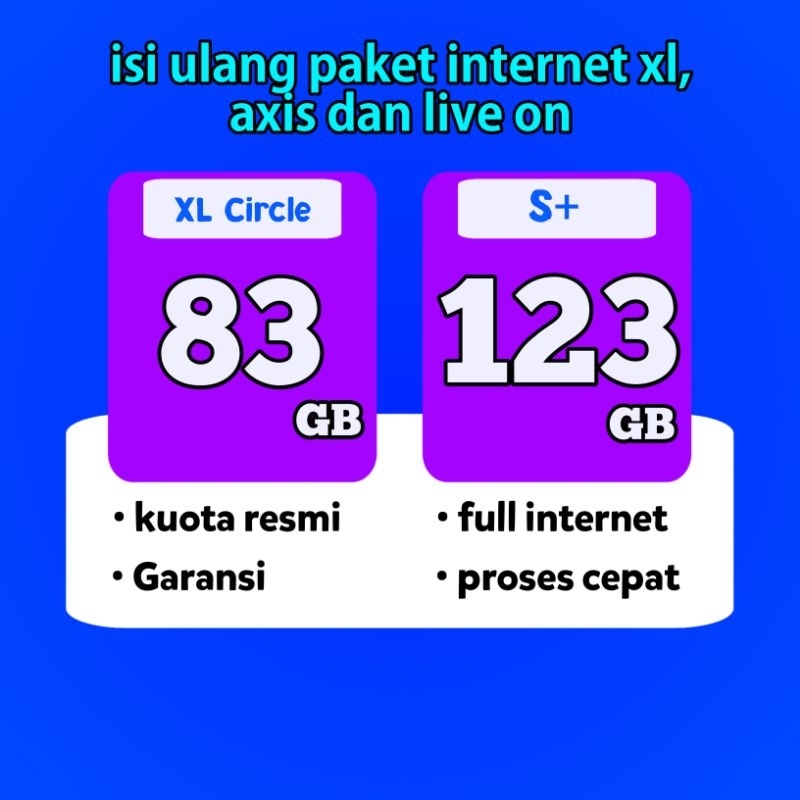 KUOTA INTERNET FULL 24JAM XL, AXIS DAN LIVE ON 30H GARANSI 100%