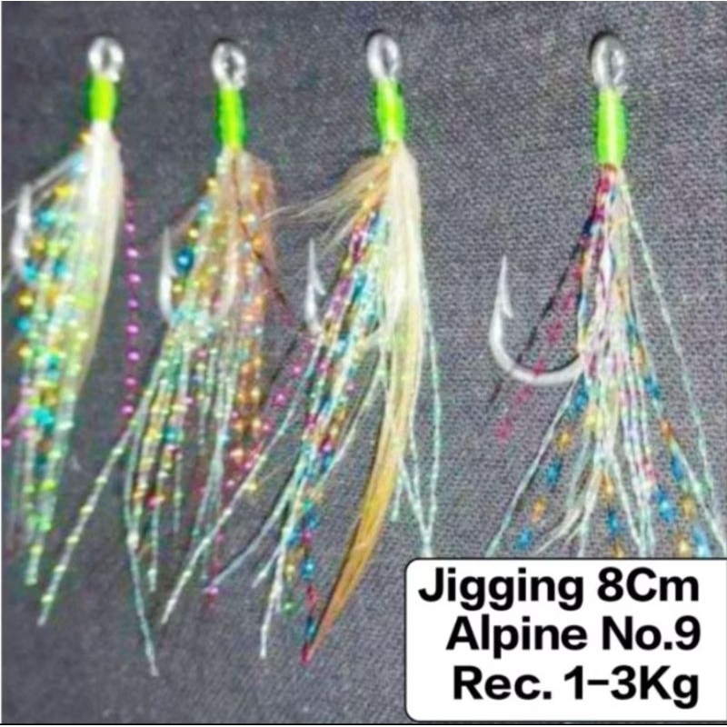 4 PCS JIGGING 8CM & 1 BUNGKUS (5PCS) UMPAN BULU MUTIARA  Kotrekan ✓  Umpan Trolling ✓ Umpan Assist h