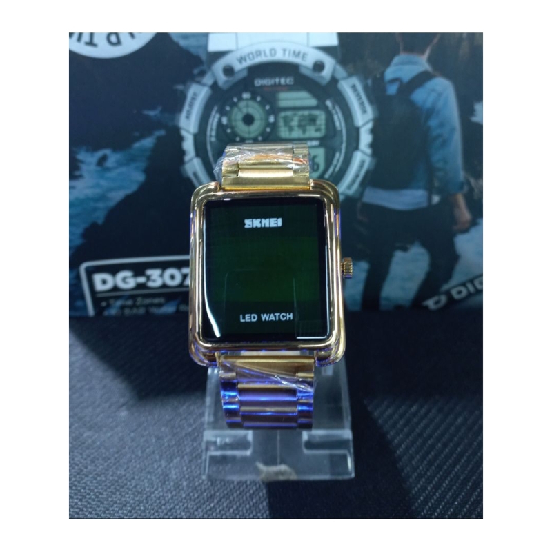 Jam tangan Pria wanita Skmei LED tali rantai