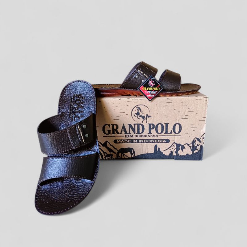 Sandal Pria Sandal Cowok Sandal Slop Pria Sandal Kulit Terbaru Anti Licin Grand Polo