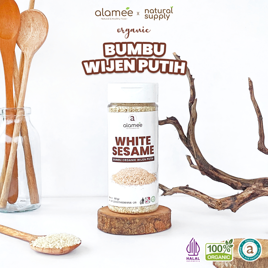 

ALAMEE Wijen Putih White Sesame Seed Bumbu Dapur Organik Masak Rempah Tanpa Campuran 90g