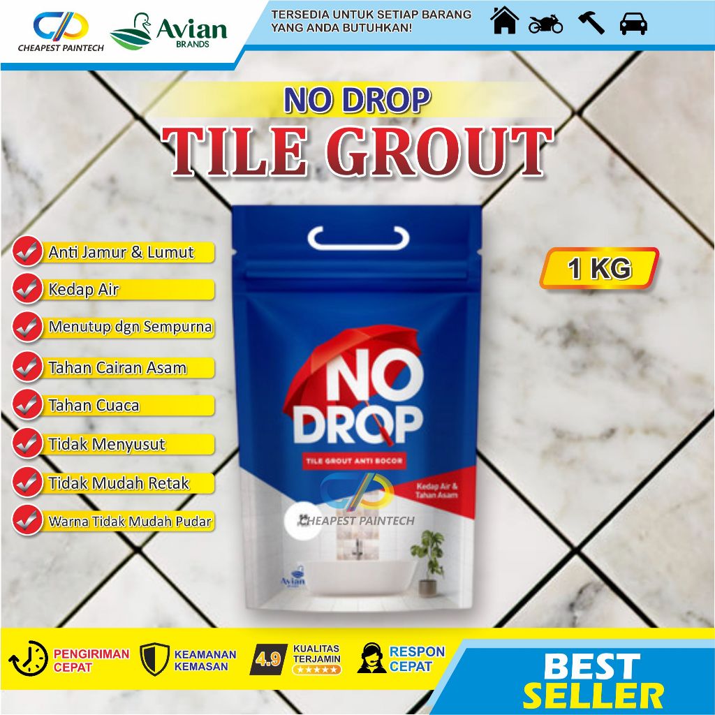 SEMEN NAT KERAMIK GRANIT KAMAR MANDI NODROP 1KG BAK MANDI LANTAI DAPUR KOLAM ANTI BOCOR WATERPROOF