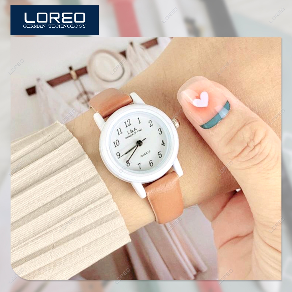 LOREO Jam Tangan Wanita Stylish Colorful Strap PU Analog Watch Casual