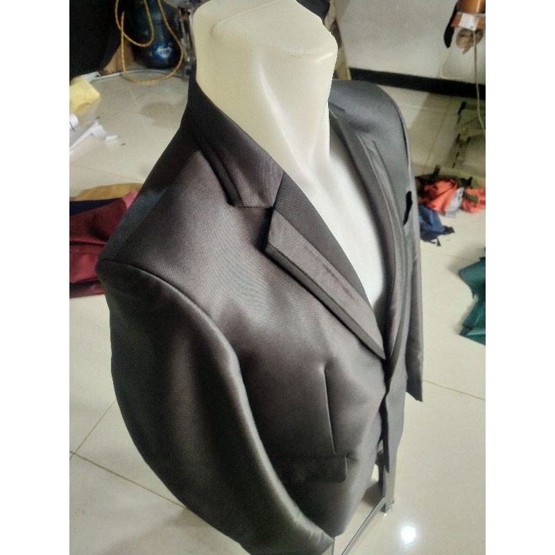 setelan jas pengantin jas weding jas formal pria warna abu tua slim fit