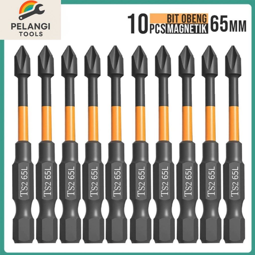 Mata Bor Obeng Magnetik Set Kepala Mata obeng Set Baja 1/4 inci Bit 65 mm