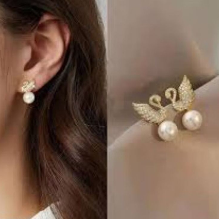Anting Mutiara Angsa Korea s925 #Swan Pearl stud earrings