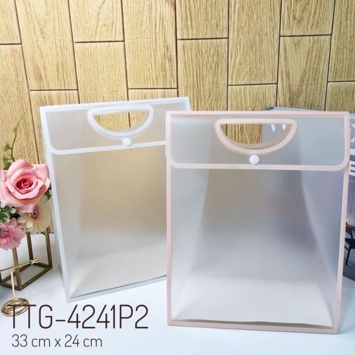 

bag tutup mika bag paper pvc tutup transparant hampers souvenir bag kado gift bag goodie bag FMM besar bag paper kancing doff