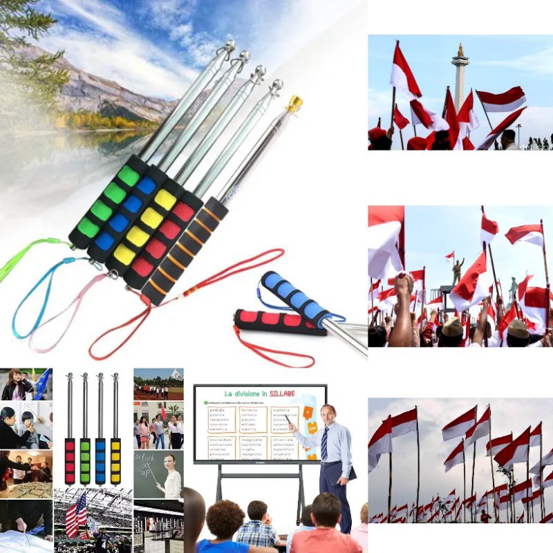 2 Meter Tiang Bendera / Tongkat Bendera / Telescopic Pointer Stick / Flagpole Tour Leader / Holder B