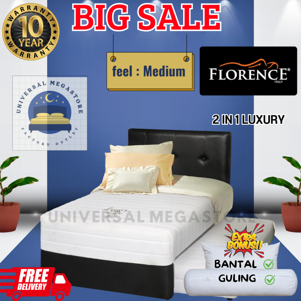 FLORENCE Kasur Springbed 2 in 1 LUXURY KIDS LATEX Medium Sedang FULL SET ukuran 100X200 120X200