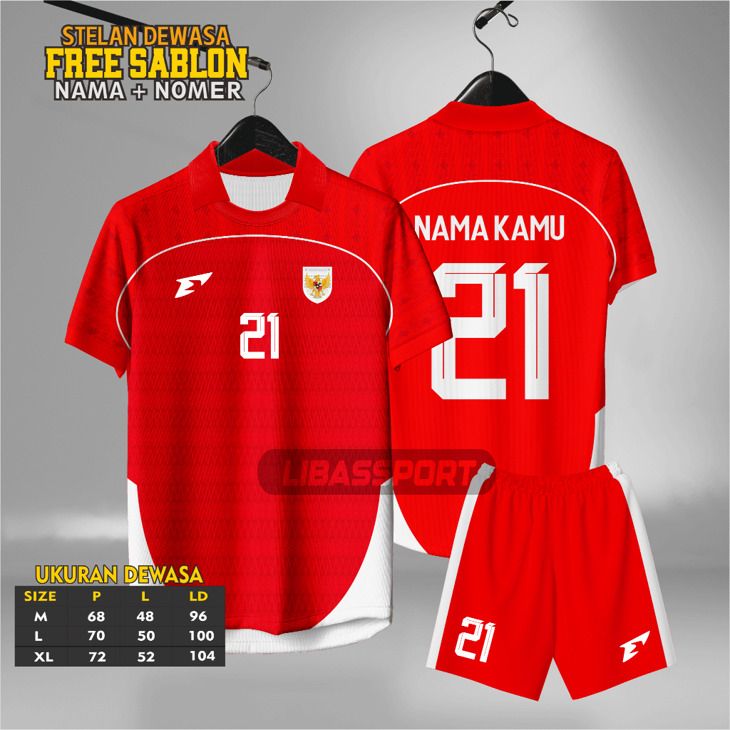 Jersey Timnas Indonesia Sablon Nama Nomer,Stelan Baju Bola Timnas Indonesia Ukuran Dewasa