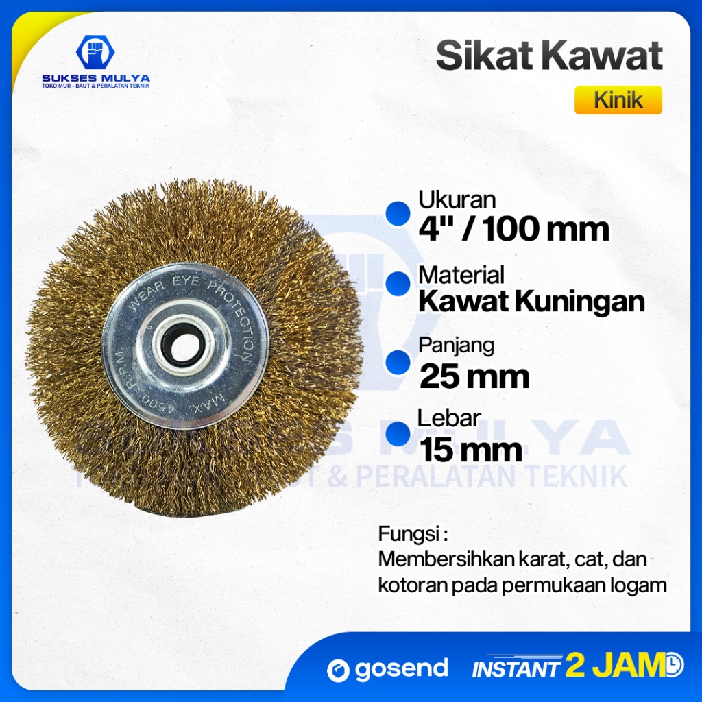 Wire Brush 4" Sikat Kawat Bulat Sikat Kuningan Kinik