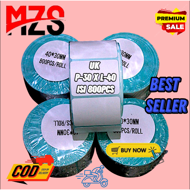 

DIRECT THERMAL STICKER [40x30 MM] KERTAS LABEL STIKER BARCODE 1 LINE 1000/800PCS