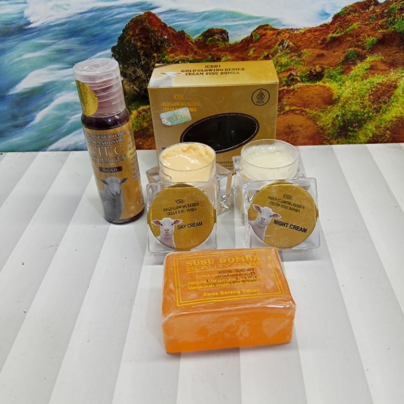 paket 4in1 krim susu domba gold 15 g (krim,serum,sabun)