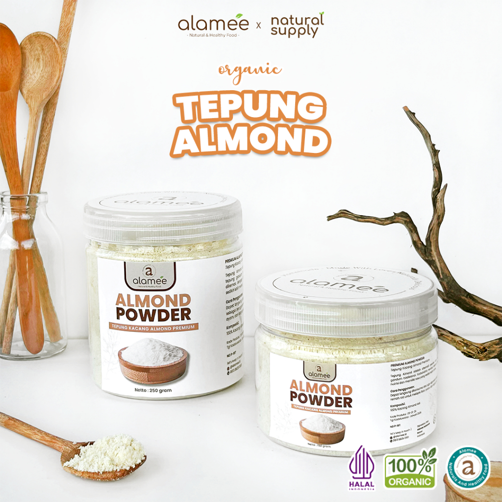 

ALAMEE Tepung Almond PREMIUM Bubuk Almond Powder Almond Flour Tanpa Campuran Gluten FREE 250gr
