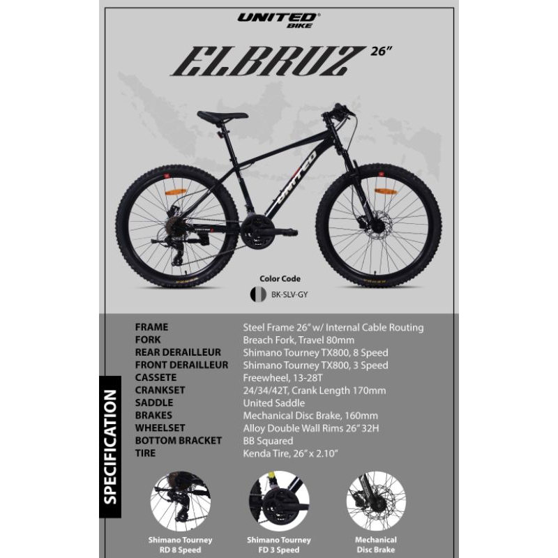 SEPEDA GUNUNG MTB 24 26 INCH UNITED ELBRUZ