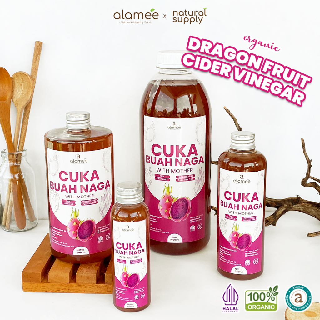 

ALAMEE Cuka Buah Naga Organik Original Dragon Fruit Cider Vinegar With Mother Fermentasi Probiotik