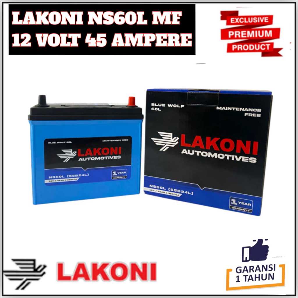 Aki Mobil Corolla Series LAKONI NS60L MF 45 Ampere