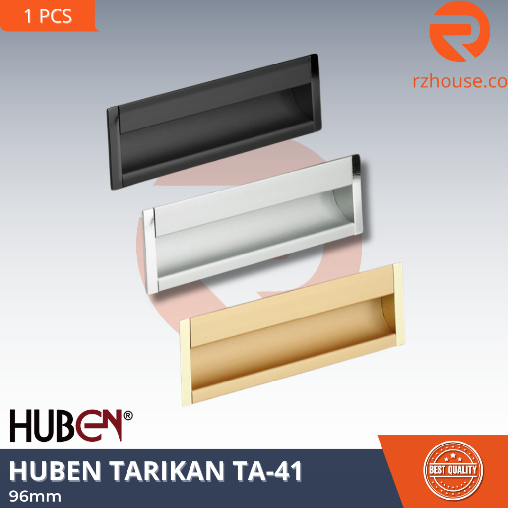 Handle Laci Lemari HUBEN TA-41 – Tarikan Aluminium Anodize Warna Hitam Emas, Desain Mewah Minimalis