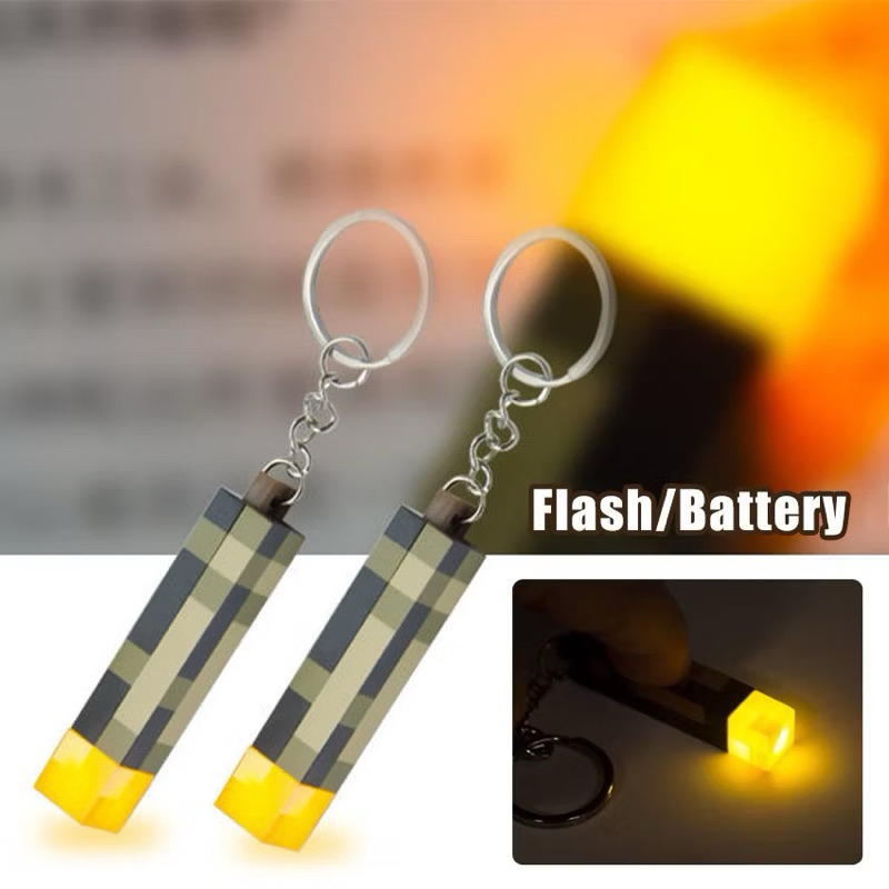 Gantungan Kunci Torch Minecraft Keychain Light Up Minecraft Torch Light