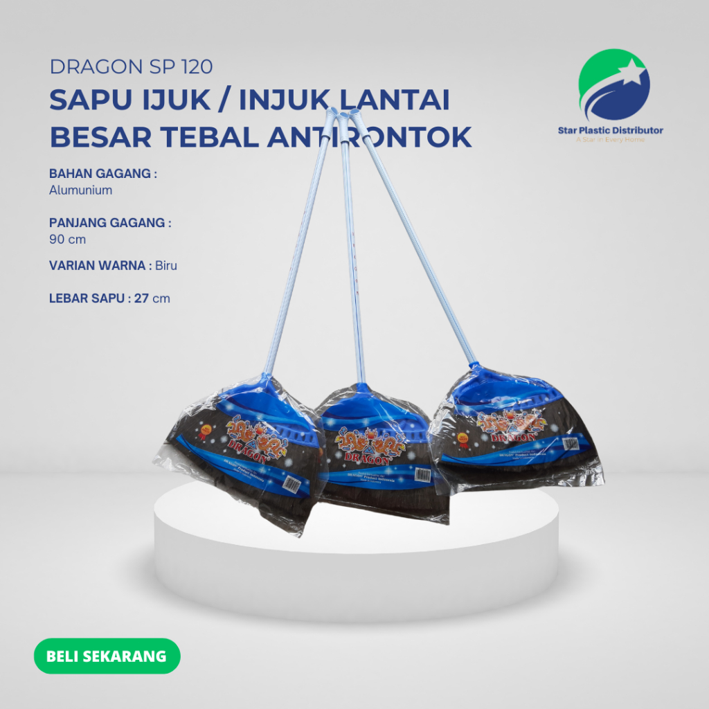 Sapu Ijuk / Injuk Lantai Besar Tebal Anti Rontok SP 120 Dragon