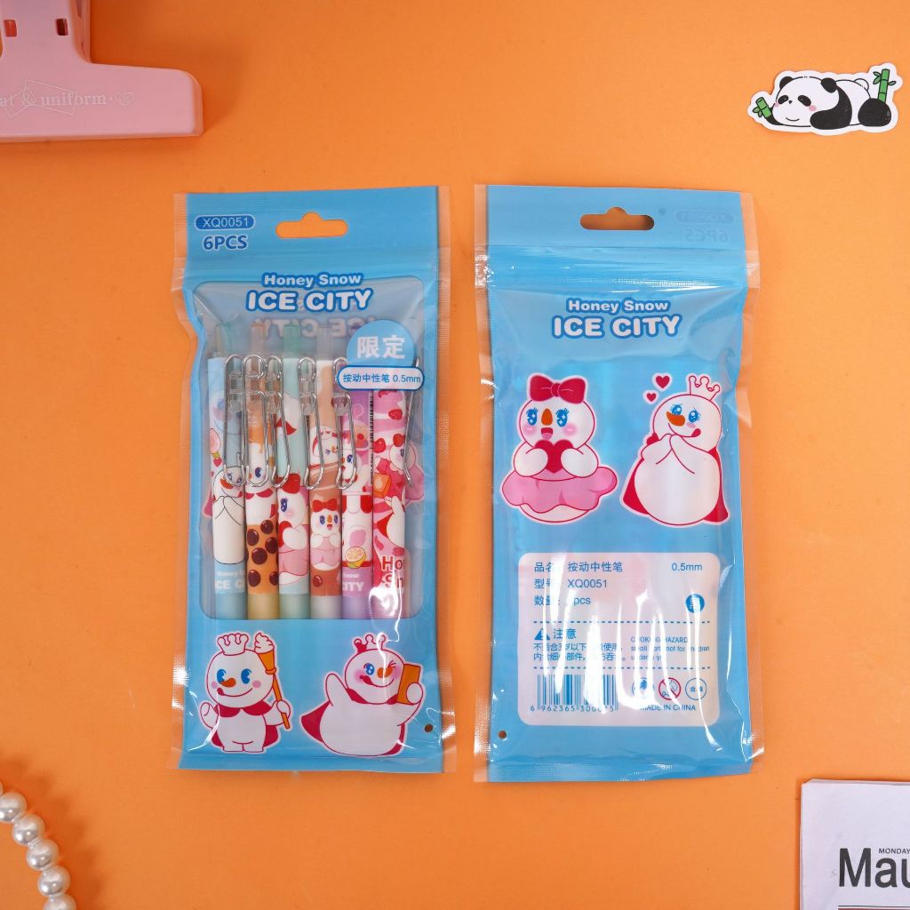 

{Mixue} Pen Gel Akrilik (6 pcs) Lucu dan Imut Premium Karakter Mixue Ice Cream No. XQ-0051 by Kakabicam