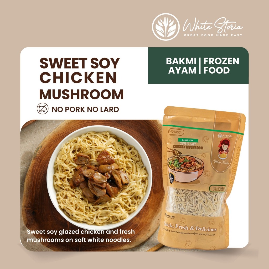 

WHITE STORIA - Bakmi Ayam Frozen - White Noodles Sweet Soy Chicken - NO PORK NO LARD
