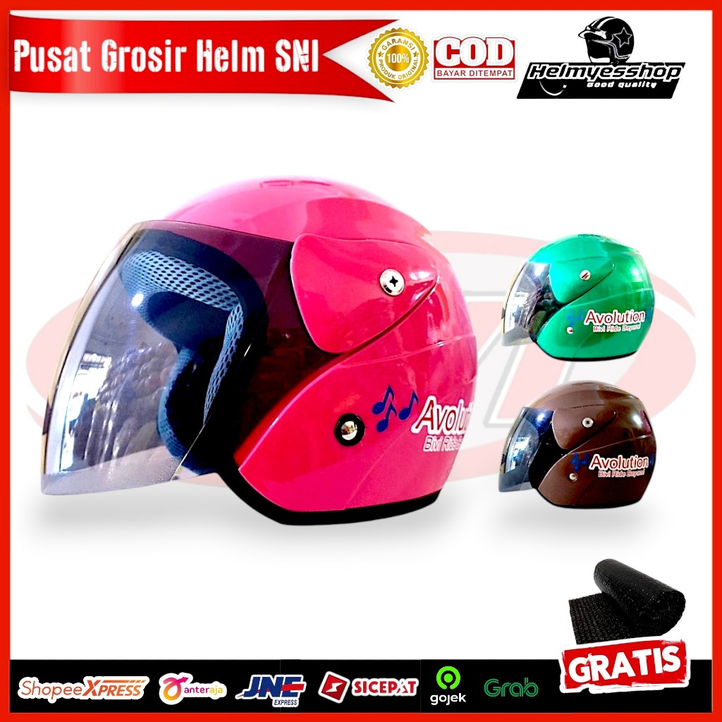 Helm Anak Tanggung Avolution Solid Usia 5 - 10 Tahun SNI Half Face Microlock