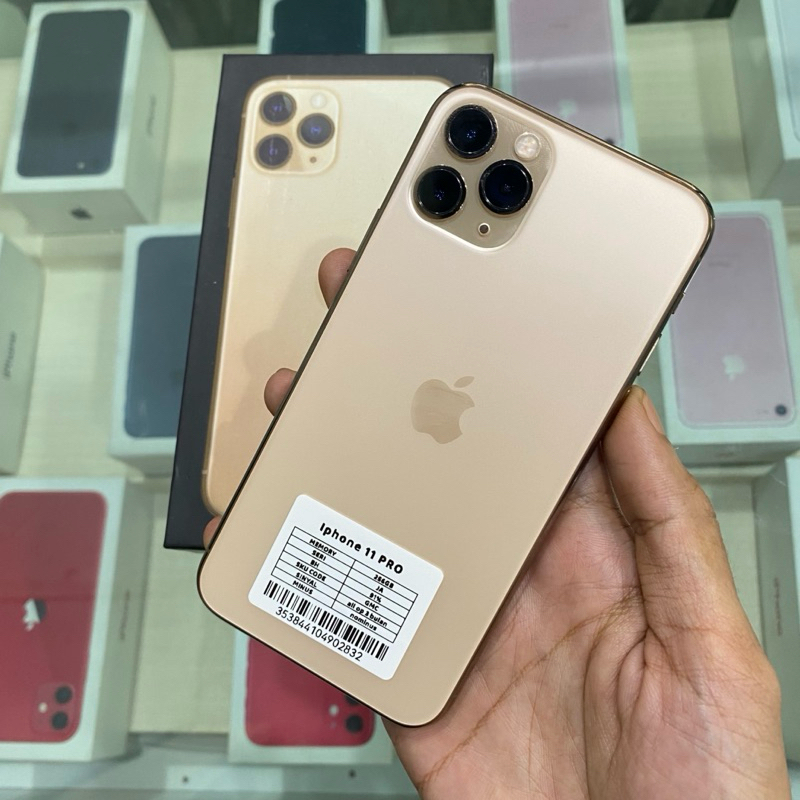 iphone 11 pro 256gb second inter all operator 3 bulan fullset warna gold