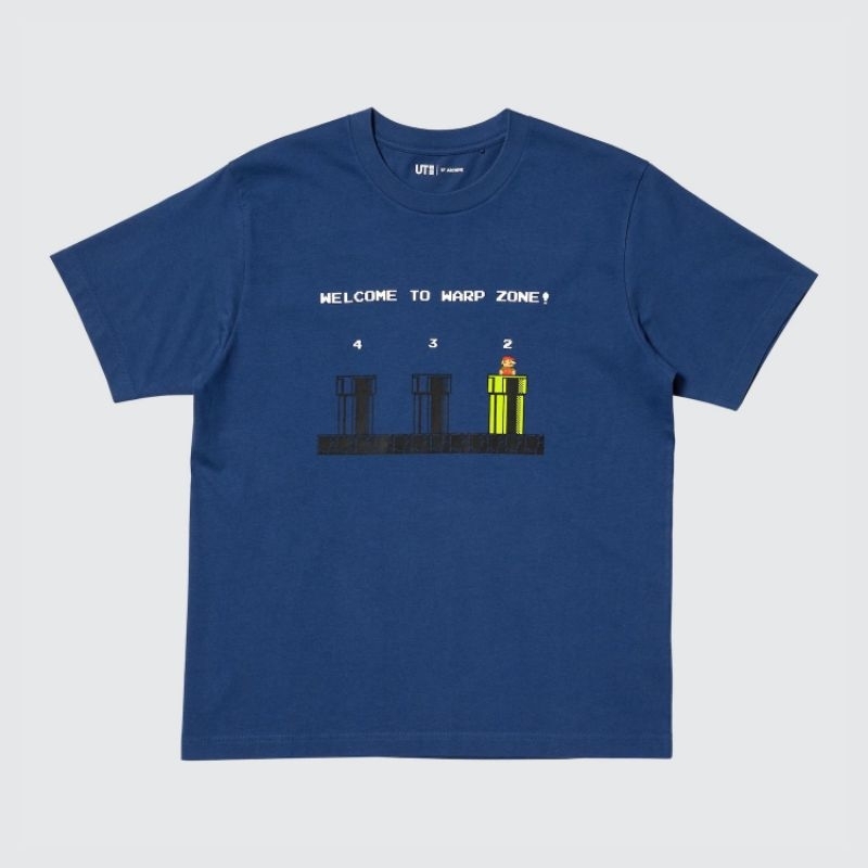 Tshirt Uniqlo x Super Mario (Warp Zone) | UT Archive Super Mario Series Kaos Lengan Pendek - Navy