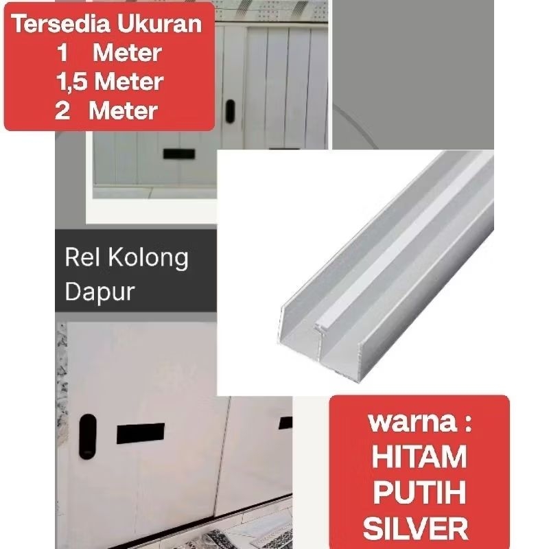 Mey PUTIH List Aluminium 2 Jalur Rell rel Kolong Dapur / etalase