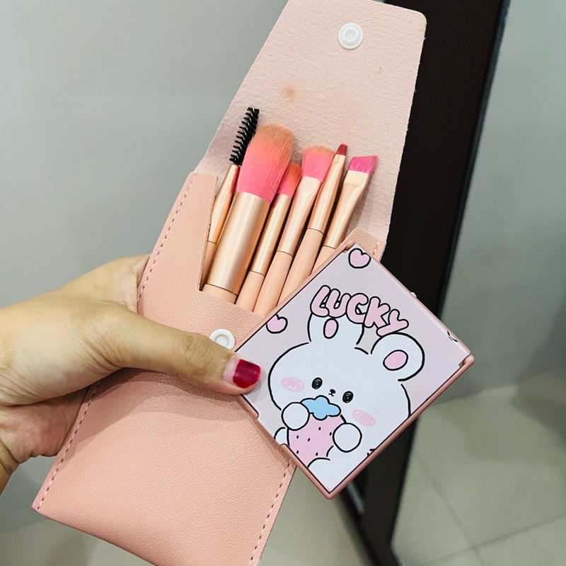 preloved brush make up set pouch dan cermin lipat