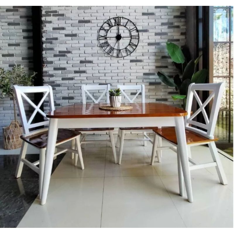MEJA MAKAN SET MINIMALIS JATI SOLID JEPARA