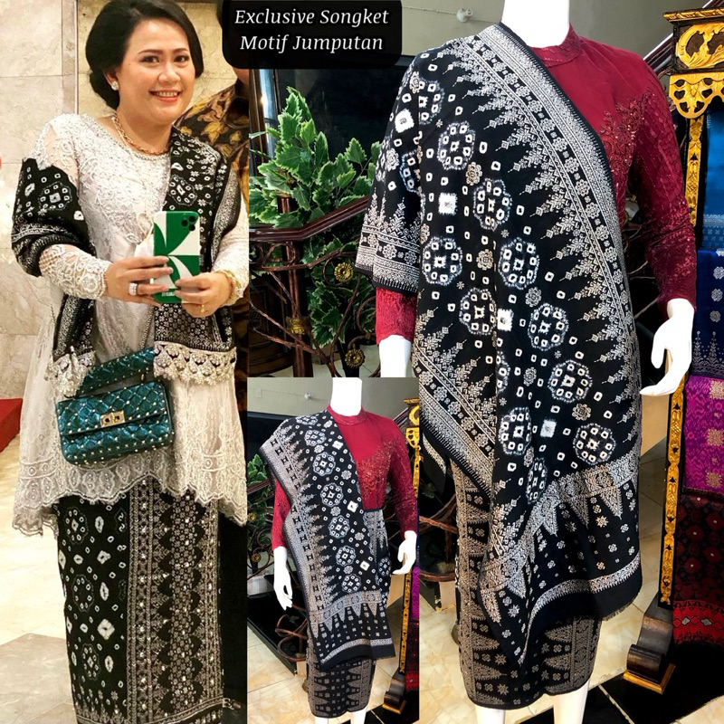 EXCLUSIVE Songket Jumputan ORI Hitam warna alam /songket tenun asli palembang /ilham songket palemba