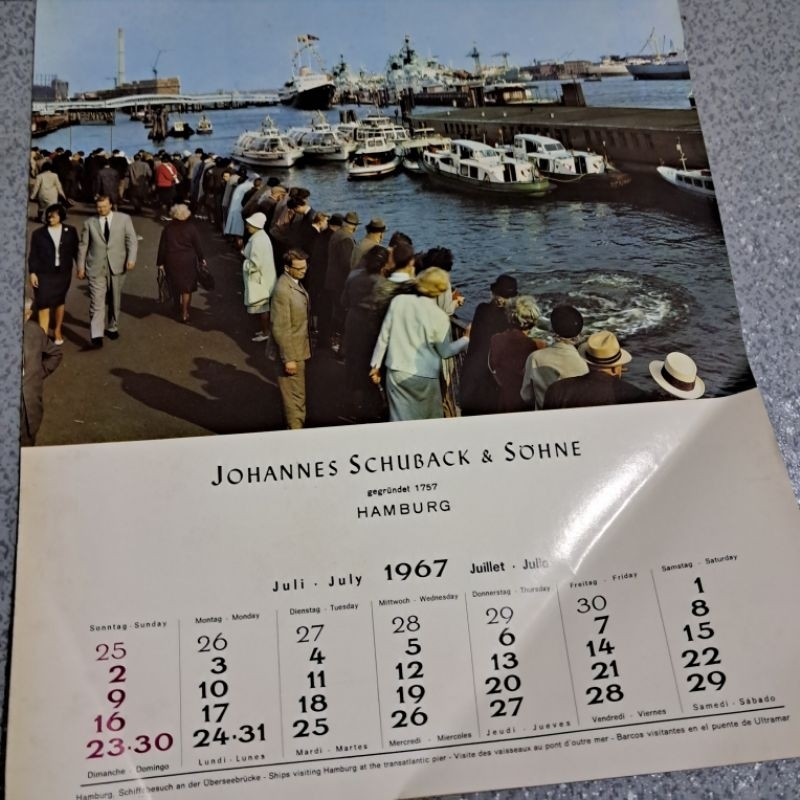 

Kalender asli cetakan tahun 1967 Jerman bulan Juli 1967 gambar di Jerman