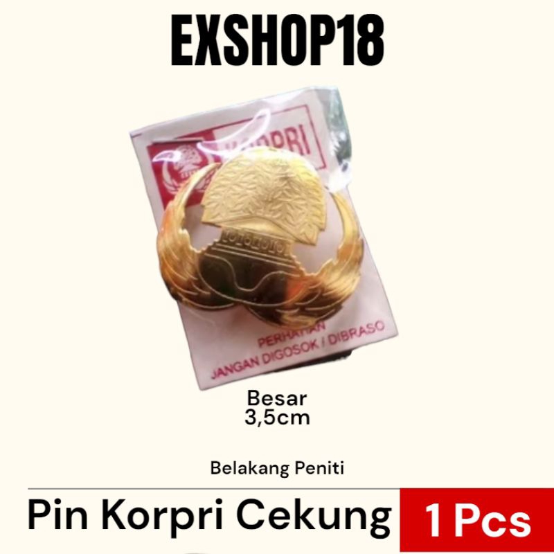 Pin Korpri Cekung Kuningan BESAR (3,5cm)  Peniti Murah / Pin Lencana Korpri Kuningan Ekonomis