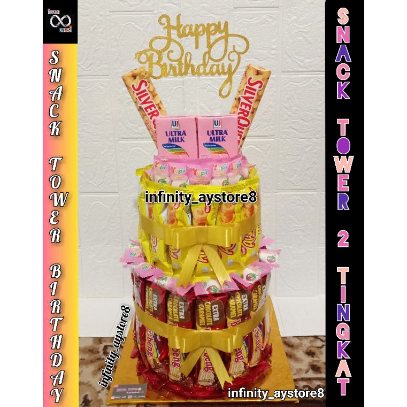 

Snack Tower Birthday / Hadiah Ultah / Kue Ultah Viral / Hadiah Wisuda / Hadiah Khitanan / Hadiah Lomba