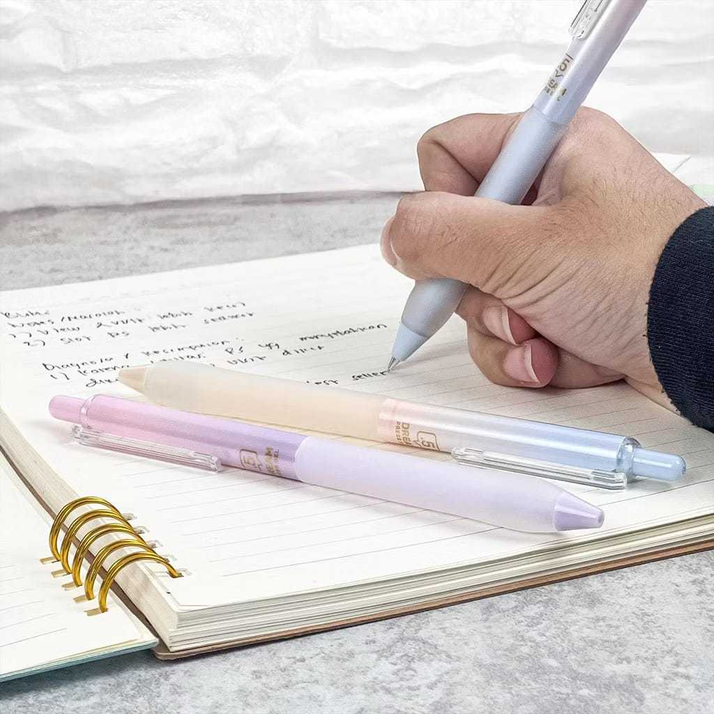 

Pulpen Gel 0.5 mm Isi 2 Pcs / Pulpen Mekanik Cetek Retractable Tinta Hitam / Gel Pen Pena Dream Press Gel Pastel Rainbow Bolpoin