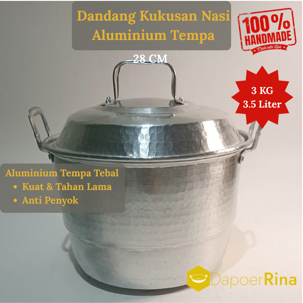 Panci Dandang Kukus Nasi Langseng 28cm – Aluminium Tempa Tahan Lama, Kapasitas 3kg