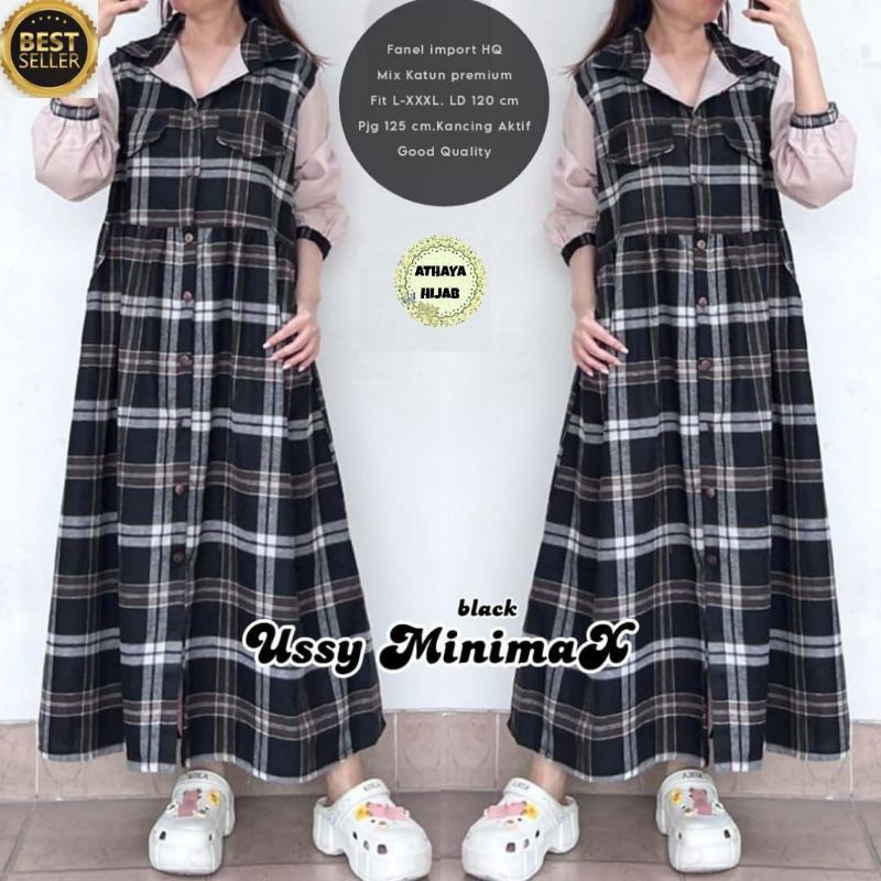 Dress flanel kotak kekinian Ussy Minimax by. Athaya