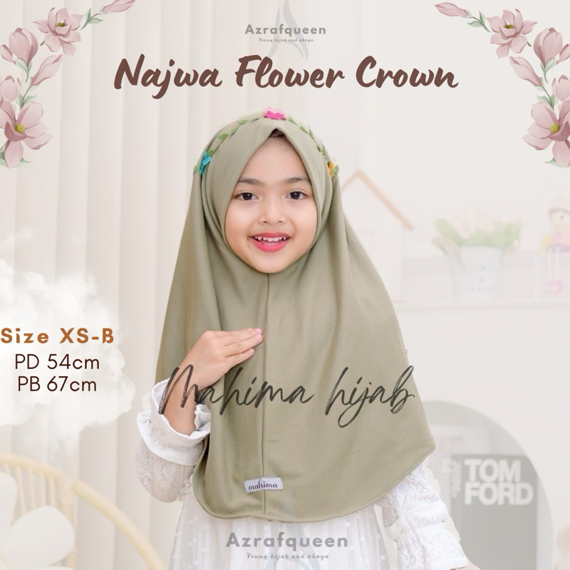 [READY STOCK] Hijab Instan Anak- JILBAB NAJWA FLOWER CROWN KAOS ANAK PAUD TK SD NON PED JILBAB ANAK 