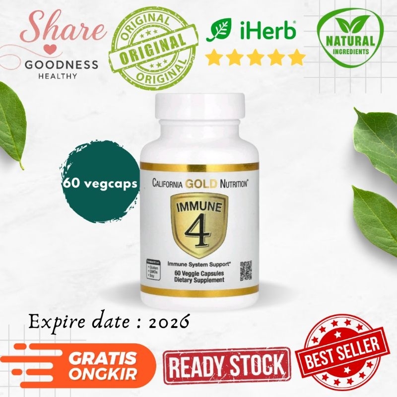 California Gold Nutrition Immune 4 60 Vegcaps